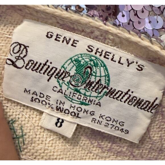 Vintage Gene Shelly's Boutique Internationale Womens Sequin Dress 8 Floral Mini - Picture 3 of 16